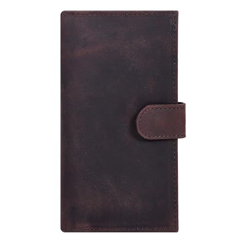Image of Oak Leathers Checkbook Cover Slim Minimalist For Men with RFID Blocking Credit Card Holder Wallet (Mocha)