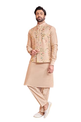 Indian Ethnic Traditional Designer Wedding Groom Kurta Pyjama With Jacket Outfit For Men