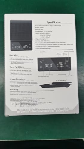 Bemece Digital Coffee Scale with Timer,0.1g/3KG High Precision Kitchen Scale with Large LED Display, Electronic Espresso coffee Weighing Scales(Type C charging cable) - Image 9