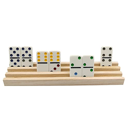 4 piezas soportes de madera para fichas de dominó miniatura 5