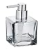 WENKO Distributeur de savon Lavit Transparent - Distributeur de savon liquide , distributeur de liquide vaisselle Capacité: 0.28 l, Verre, 8 x 8.5 x 8 cm, Transparent