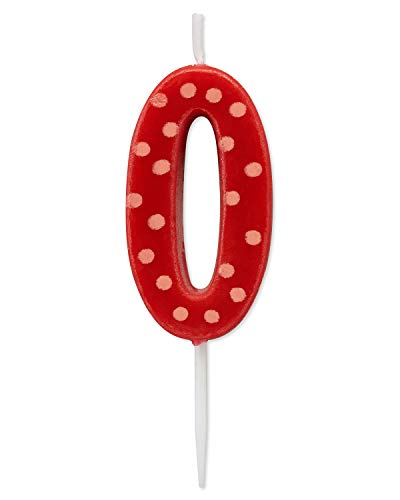 Image of Papyrus Number 0 Birthday Candle, Red Polka Dots (1-Count)