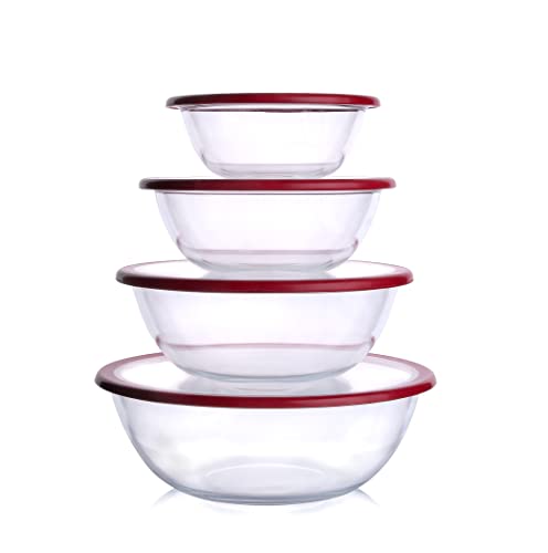 Set de 8 tazones de vidrio con tapa para mezclar miniatura 1