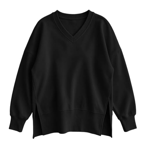 FPMLUXLL Sweatshirt for Women Casual Side Slit V Neck Sweaters Fall Clothes - image 7
