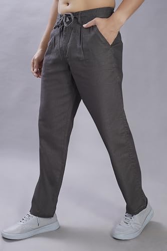 Image of DIVISIVE Men's Relaxed Fit Front Pleated Cotton Linen Blend Trousers
