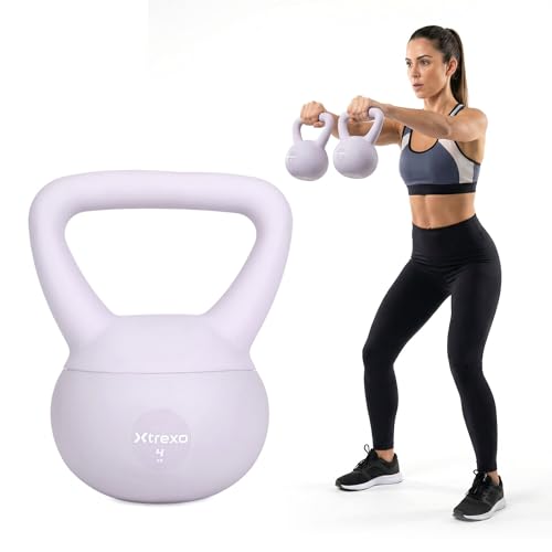XTREXO Bodenschonendes Training – Weiche Kettlebell – Flexibles Synthetikmaterial – 4kg, 6kg, 8kg, 10kg – für Home Gym und Crosstraining (4 kg)