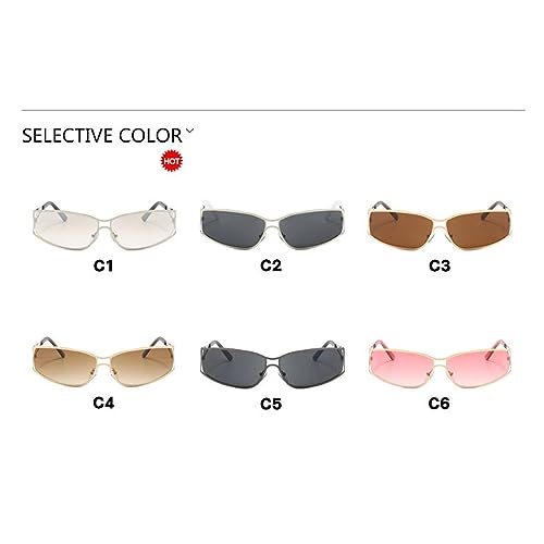 willochra Rimless Y2k Sunglasses For Women Men Rectangle Vintage glasses Fashion Metal Sunglass Frameless Retro Eyewear3