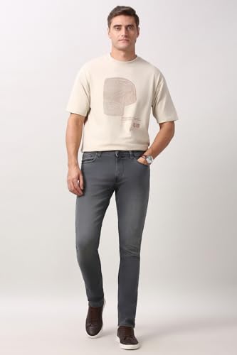 Image of Peter England Men's Slim Tapered Jeans | Heavy Wash Denim | Casual Wear | Modern Fit