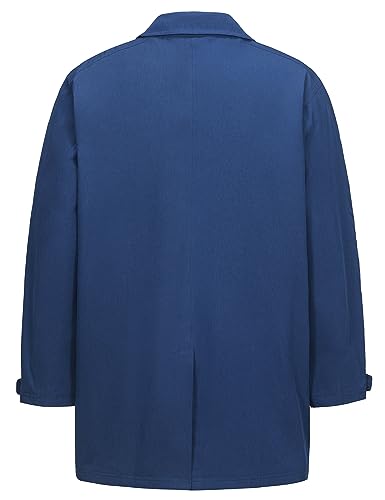 Image of Little Donkey Andy Men's Single Breasted Waterproof Mid-Length Trench Coat, Lightweight Long Rain Coat Overcoat (Blue S)