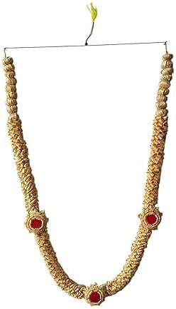 Sandalwood Processed Photo Frame Mala | Chandan Scented Wooden Chaal | Wooden Garland | Traditional Mala for God, Ancestors and Pitra (26 Inch/65 cm), 26 inch, Wood