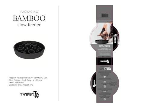 District 70 Bamboo Cat Slow Feeder - ø 13,5 cm - Dark Grey