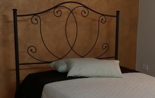 AESSEGI Letto una piazza e mezza in ferro battuto Marta (Antracite - Solo testata con giroletto)