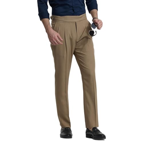 Image of SNITCH Plain Brown Slim Fit Trousers