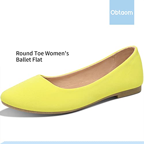 Image of Obtaom Round Toe Women Flat Shoes Slip on Girls Dress Black Ballet Flats