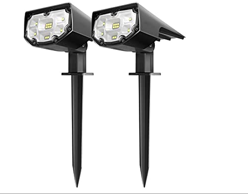 12 LED focos solares de paisaje, IP65, impermeables, funciona con energía solar, 2 en 1, luces de jardinería solares inalámbricas para exteriores, para patio, patio, 2 unidades, blanco frío Cover