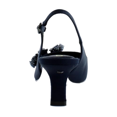 Sam Edelman Bianka Flora Slingback Women's Heels Midnight Blue Fabric4