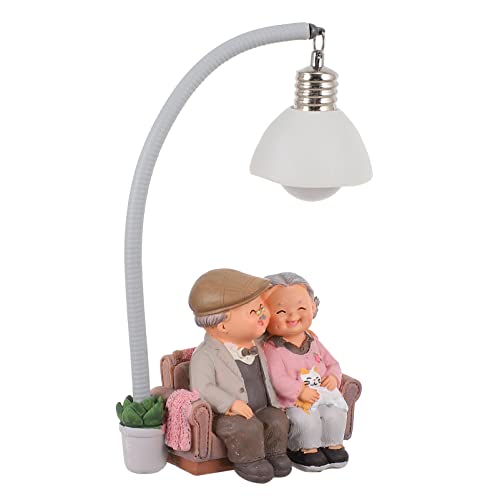 Homoyoyo Grandparents Figurines Loving Elderly Couple Figurines Cute Night Light Desktop Figurine Lamp for Living Room Bedroom