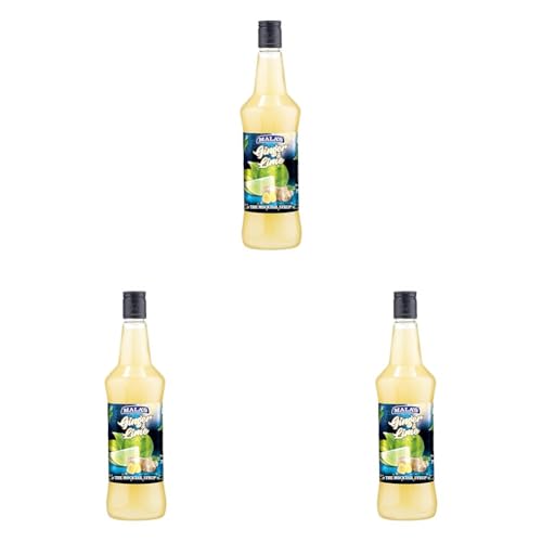 Image of Mala's Ginger Lime Cordial Drink 750Ml Bottle | Lemon Ginger Syrup | Mixer for Fruit Shakes, Mocktails, Cocktails, Drinks, Sharbat, Sorbets, Juices, Beverages (Pack of 3)