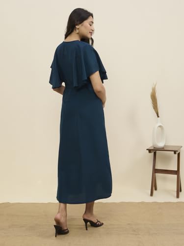 Image of MomToBe Women's Cotton Maternity Dress | Nursing Feeding Dress with Concealed 14-Inch Side Zippers | Office Wear for Pregnancy & Postpartum