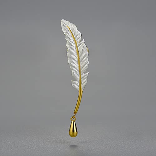 Broche plume d'oie argent 925 feuille vintage luxe femme