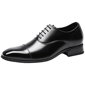 ANUFER Mannen Formeel Bedrijf Geklede Schoenen Knap Cap Toe Oxfords Microvezel leer Trouwschoenen