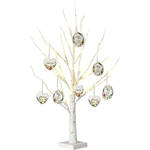 EAMBRITE 2FT 24LT White Birch Twig Tree Lights Tabletop Gift Cards Mothers’s Day Tree Home Decoration Warm White Lamp…