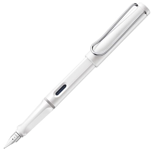 Lamy safari white Füller mit polierter Stahlfeder in Strichbreite F