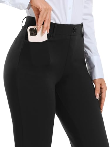 Image of Stelle Women 28 inch /30 inch / 32 inch Bootcut Dress Pants Business Casual Work Pants with Pockets Pull On Regular Slacks for Office