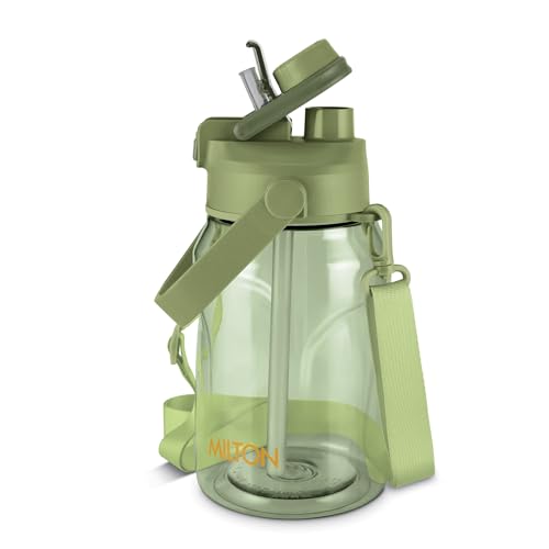 MILTON Eros 1000, 2-in-1 Sip or Gulp Lid Water Bottle 960ml | Unbreakable - Crystal Clear Plastic | Leak-Proof & BPA-Free, One-Click Open | Ideal for 
