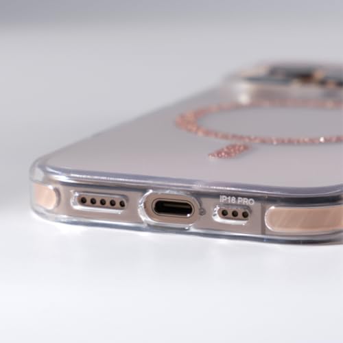 Coque iPhone 14 Pro transparente pailletée or avec anneau magnétique intégré