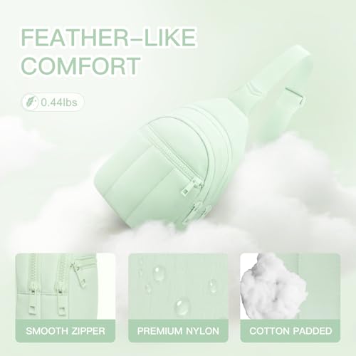 Image of Viverte Quilted Puffer Crossbody Bags for Women Small Puffy Sling Bag Lightweight Cross Body Bubble Purse Shoulder Bag for Travel (Light Green)