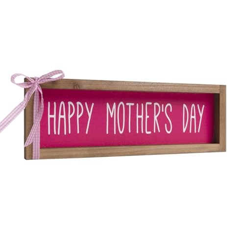 flangairy Happy Mothers Day Sign Decor, Wooden Mom Decorative Signage Plaque, Indoor Table Office Desk Mantle Rustic Decorations For Home