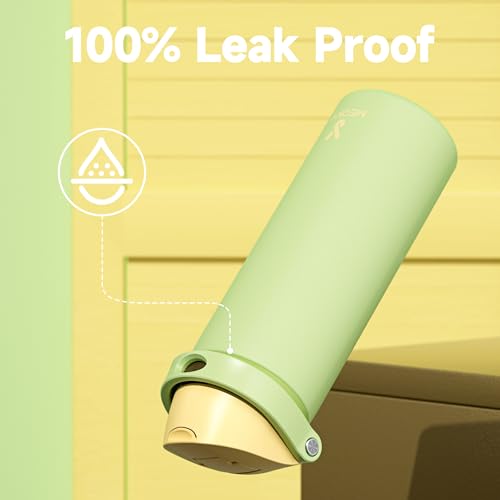 Image of 24 oz Insulated Water Bottle with Straw: Meoky Stainless Steel Metal Water Bottle with 2-in-1 Lid - Leak Proof, Cold for 24 Hours, Protective Silicone Base, BPA-Free for Sports Travel Car, Sprout