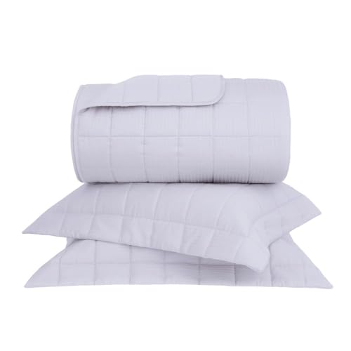 Buddemeyer Kit Colcha King Cetim 300 Fios Damask Stripes 100% Algodão Penteado Prata 3 peças