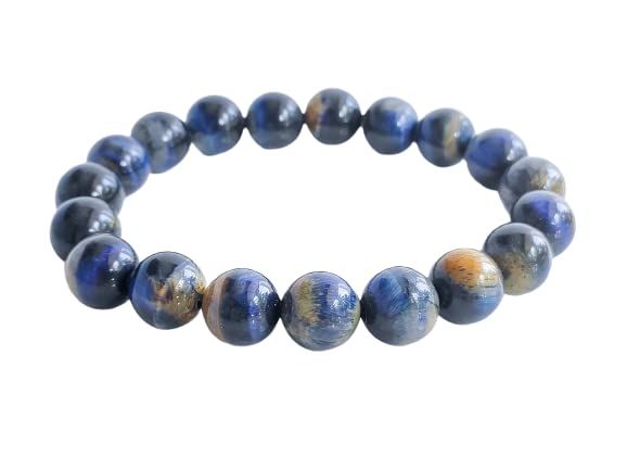 Blue Tigers Eye Crystal Bead Bracelet | 10mm Blue Tigers Eye Bracelet | Crystal Bracelets