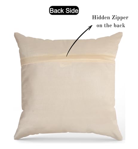 Image of Velvet Foil Cushion Covers 18 inch x 18 inch Set of 5, Cream