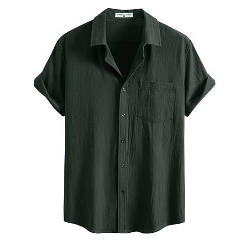 SIR7 Mens Summer Short Sleeve Cotton Linen Shirts Casual Button Down Shirts Beach Vacation Wedding Tops2