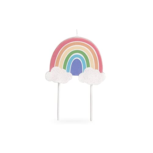 Anniversary House Pastel Rainbow Birthday Candle for Cakes, Pack of 1, Multicolour and Glitter Finish, Celebration Cake Topper Decoration, 12cm, AHC239