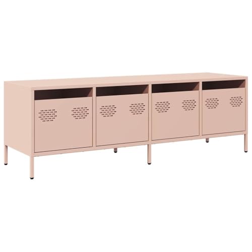 vidaXL Meuble TV Rose 135x39x43,5 cm Acier laminé à Froid, Support TV, Buffet TV, Armoire HiFi, Banc TV, Armoire en métal, Meuble multimédia