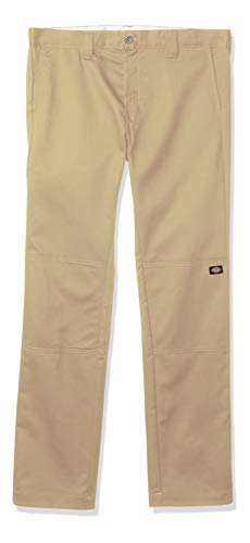 Dickies Boy’s Skinny Straight Double Knee Pant - Stretch School Uniform Trousers with Reinforced Knees & Adjustable Waist, Desert Sand, 4