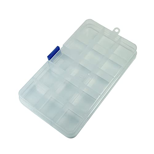 Image of Plastic Grid Storage Box,15 Large Grids Clear Plastic Jewelry Box, Small Accessories Multipurpose Organizer for earrings, tackle, string, (15 Grids - Clear)