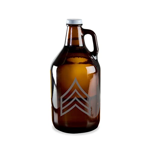 Milk Mug Designs US Army - Sergeant E-5 Shoulder Sleeve Patch Etched Glass Beer Growler 64 oz