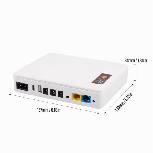 Asixxsix Mini USV DC 20000 MAh Batterie Backup, Unterbrechungsfreie Stromversorgung mit Betriebsanzeige, Bis zu 10 Stunden, Mini USV für Router, Modem, Kamera, USB Typ C POE (EU-Stecker)