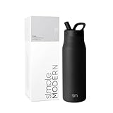 Simple Modern Water Bottle with Straw lid | Insulated Stainless Steel Thermos | Reusable Travel Water Bottles for Gym & Sports | Leak Proof & BPA Free | Mesa Collection | 34oz, Midnight Black