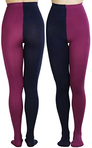 Image of ToBeInStyle Women's Two Toned Vibrant Jester Contrast Opaque Multicolored Tights