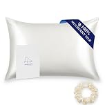 ALASKA BEAR 100% Mulberry Silk Pillowcase for Hair and Skin Health, Hypoallergenic, Standard Size 50x75cm Natural Silk Pillow Case for Beauty Sleep (1pc, Ivory White)