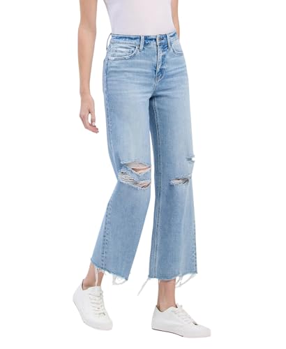 Flying Monkey High Rise Distressed Crop Wide Jeans F60012