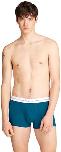 Tommy Hilfiger Herren 3er Pack Boxershorts Trunks mit Logobund, Mehrfarbig (Mid Turq/Orange Thunder/des Sky), S 6
