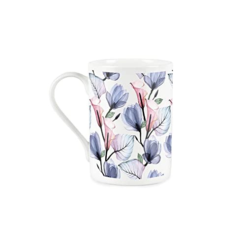 Purely Home Calla Lily Watercolour Glass Flowers - Bone China Style White Mug Coffee/Tea Present Gift, Pink,purple,white - Image 2