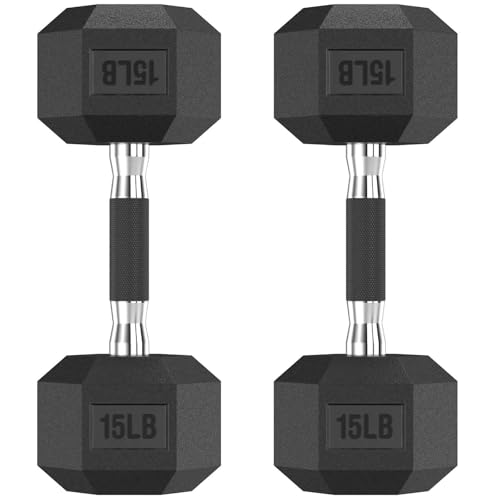 Hex Dumbbell Set, 2.5-65 lb Rubber Encased Exercise & Fitness Dumbbells, Weights Dumbbells Set of 2, Hand Weight for Strength Training